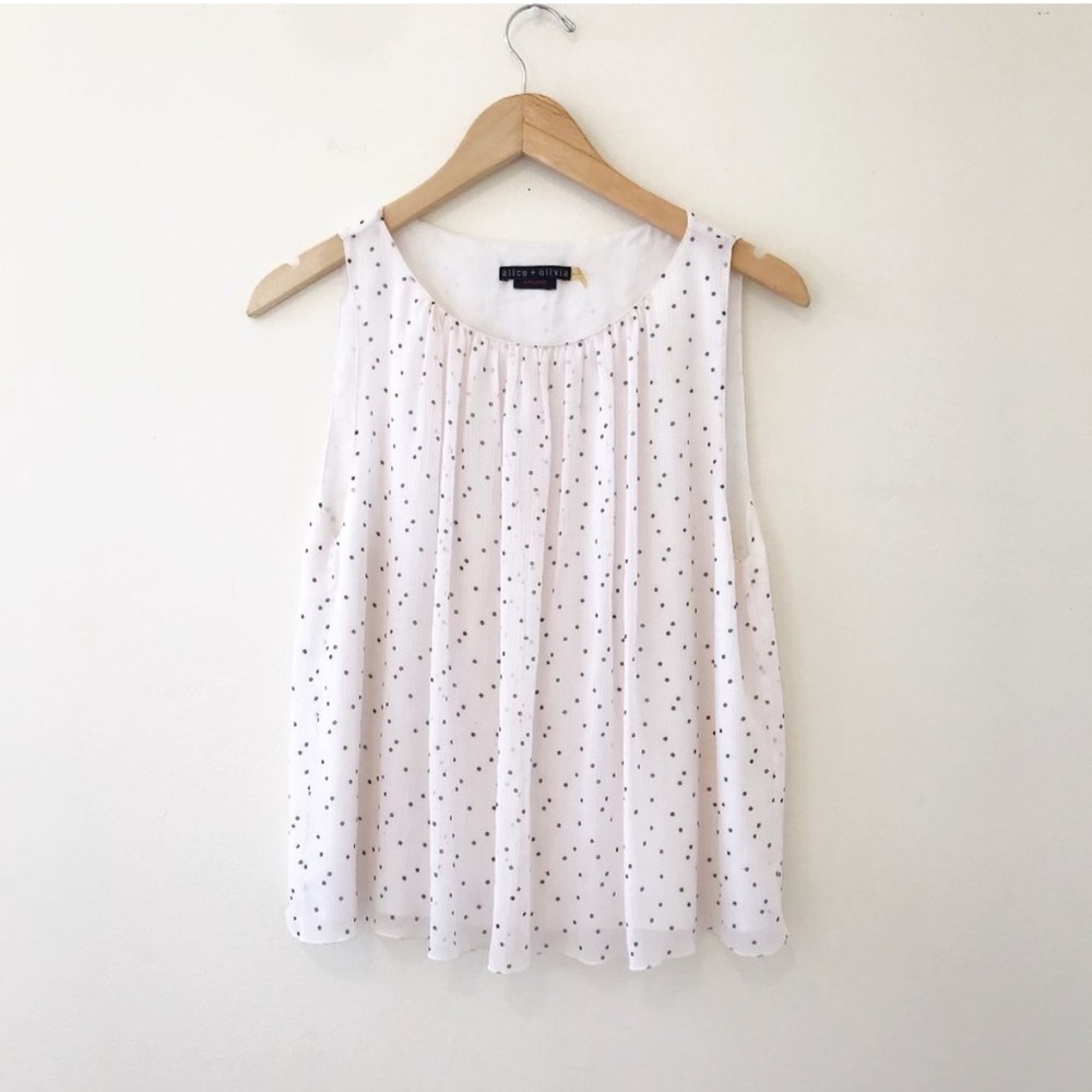 Alice + Olivia White Polka Dot Blouse Size XS